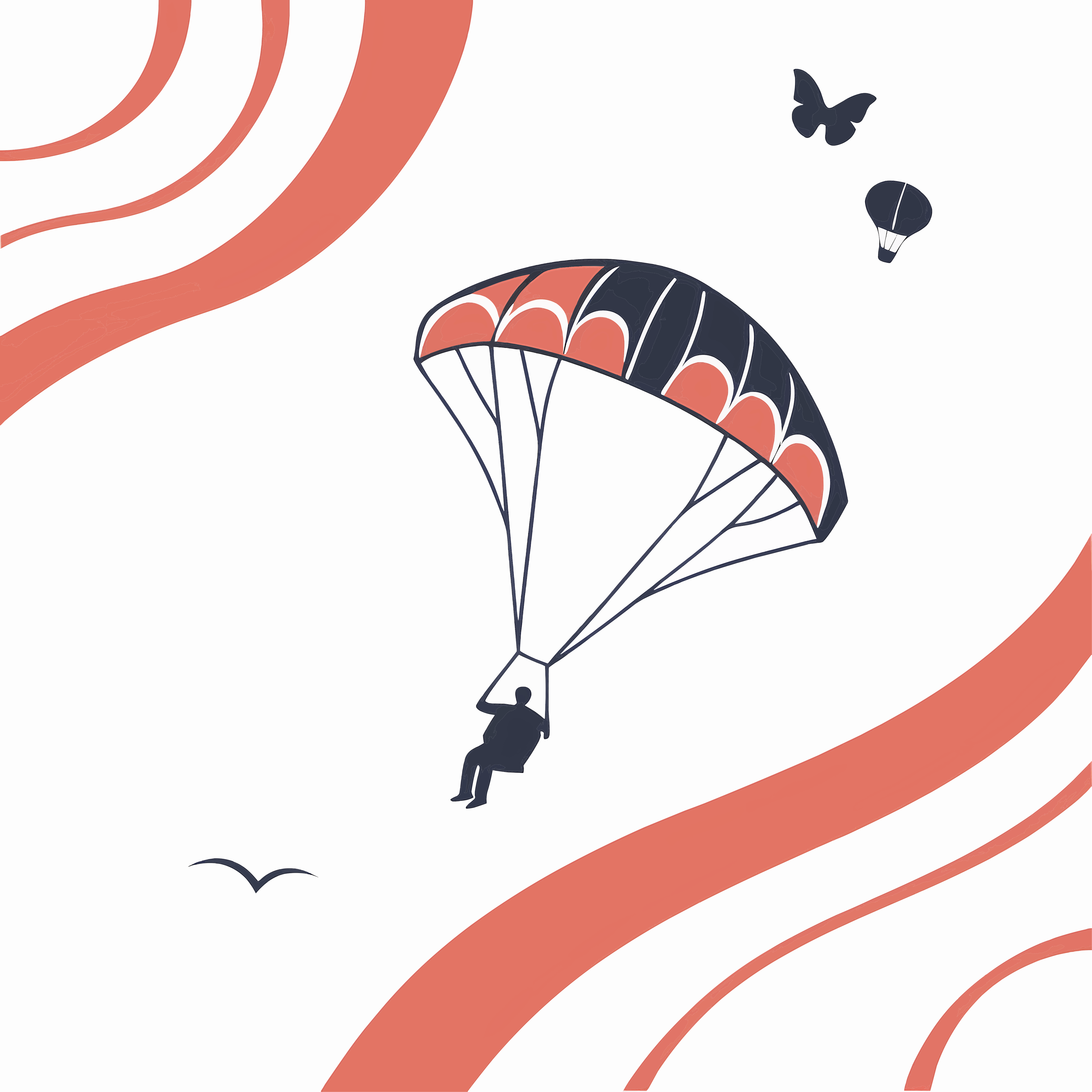 Man Flying a Parachute